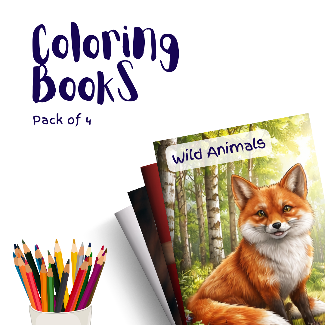 Wild Animals – 4 Coloring Books